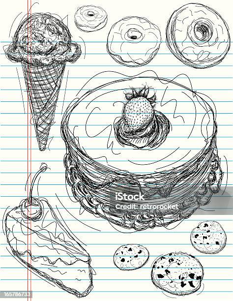 デザートのスケッチ - チョコレートチップクッキーのベクターアート素材や画像を多数ご用意 - チョコレートチップクッキー, アイスクリーム, 起伏のある
