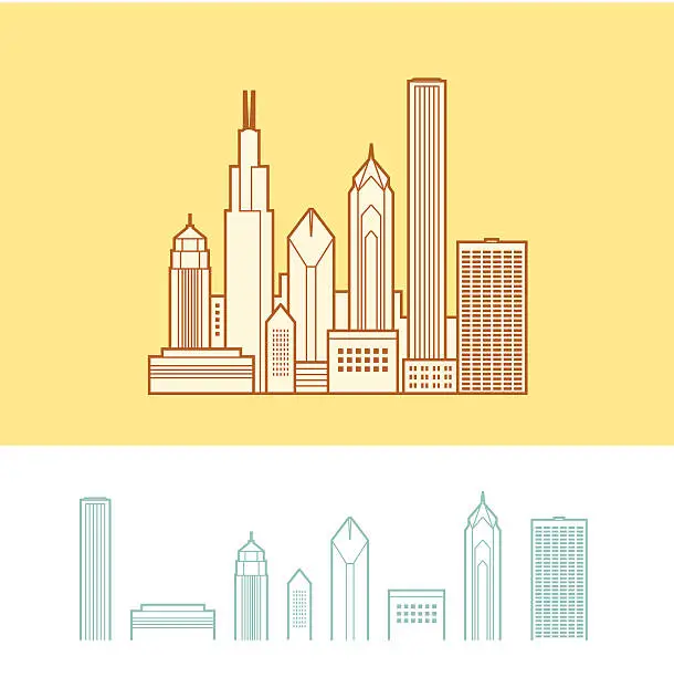 Vector illustration of Cityscape of Chicago, Illinois, USA