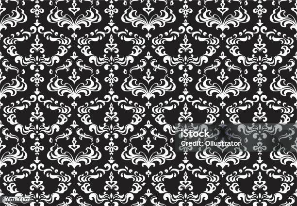 Extravagant Seamless Textilewallpaper Pattern Stock Illustration - Download Image Now - Backgrounds, Beauty, Black And White