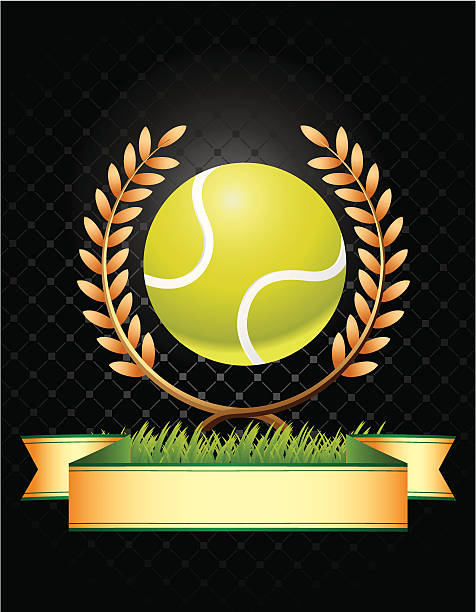 теннис эмблема - tennis tennis ball ball black background stock illustrations