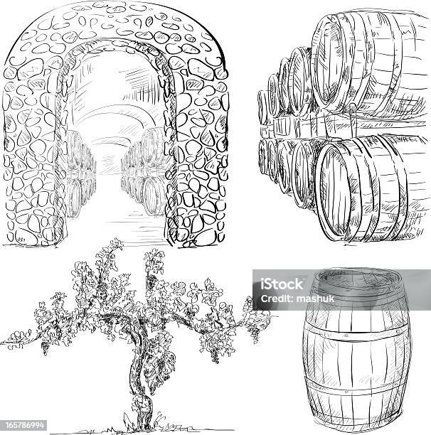 Winery Stock Illustration - Download Image Now - Vineyard, Vine - Plant, Illustration