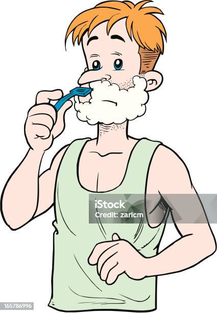 Homem Shaveing - Arte vetorial de stock e mais imagens de Barbear - Barbear, Homens, Banda desenhada - Produto Artístico