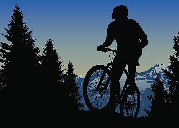 Mountain Bike Ride On Top Of The World vector art illustration