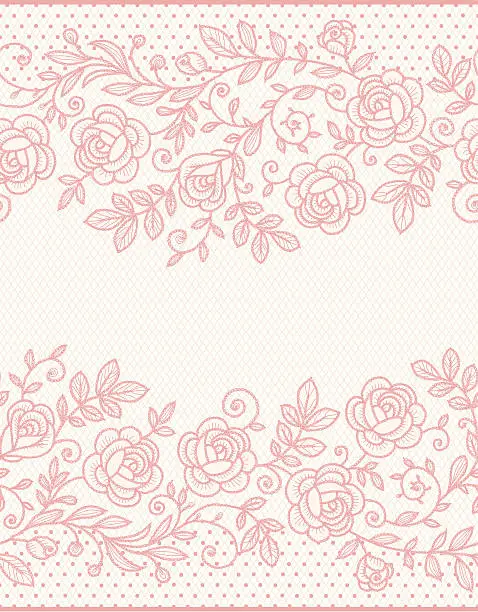 Vector illustration of Roses Lace Seamless Pattern.