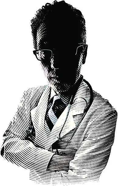 Vector illustration of Doctor with Lab Coat and Stethoscope