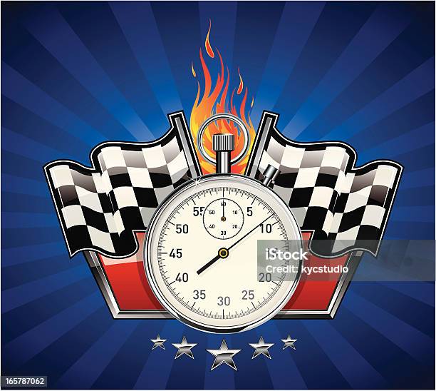 Crono Emblema Di Corseillustrazione Vettoriale - Immagini vettoriali stock e altre immagini di Cronometro - Cronometro, Gara sportiva, Motori - Sport