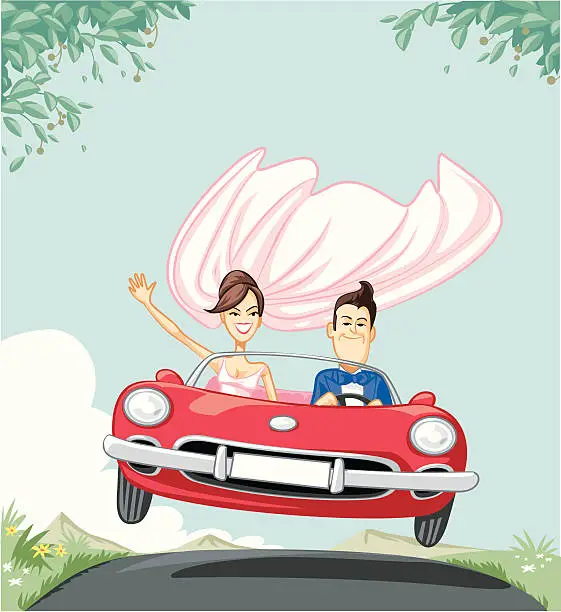 Vector illustration of Just Married