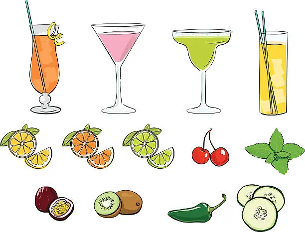 Vector illustration of Cocktails