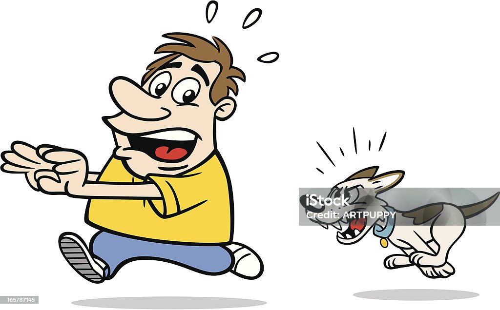 Cartoon Guy Being Chased By A Dog Stock Illustration - Download Image Now -  Dog, Fear, Running - iStock