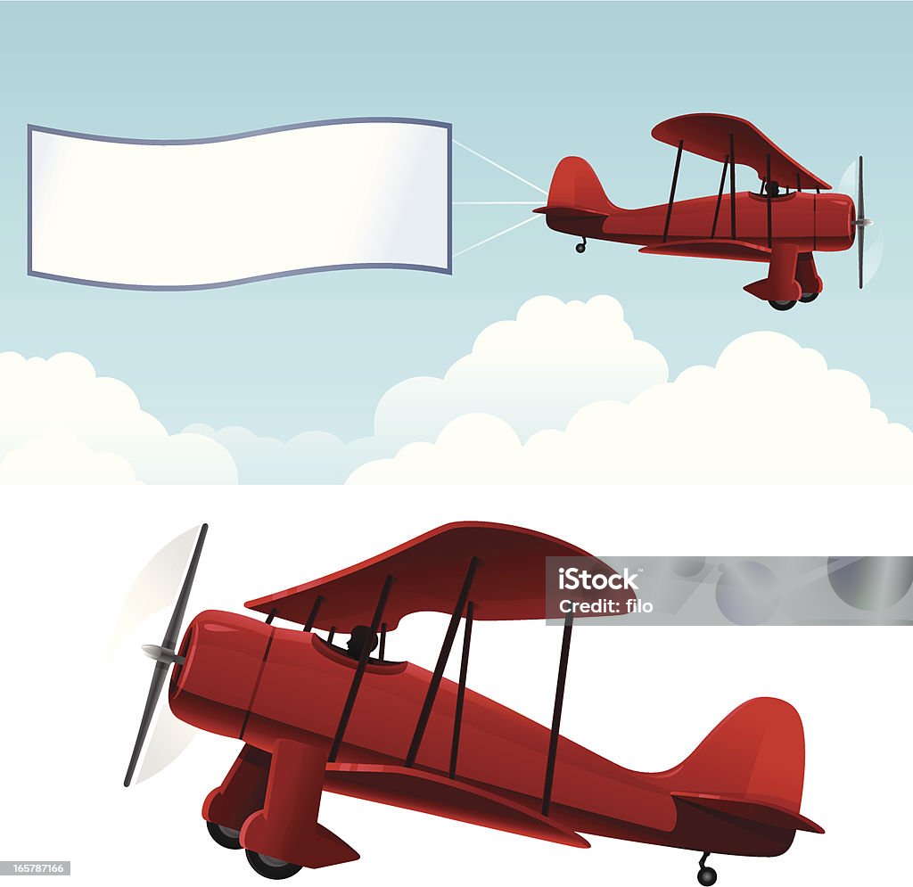 Biplan avec bannière - clipart vectoriel de Avion libre de droits