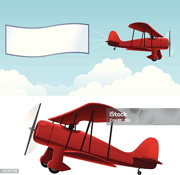 Biplan Avec Bannière Vecteurs libres de droits et plus d'images vectorielles de Avion - Avion, Vieux, D'autrefois