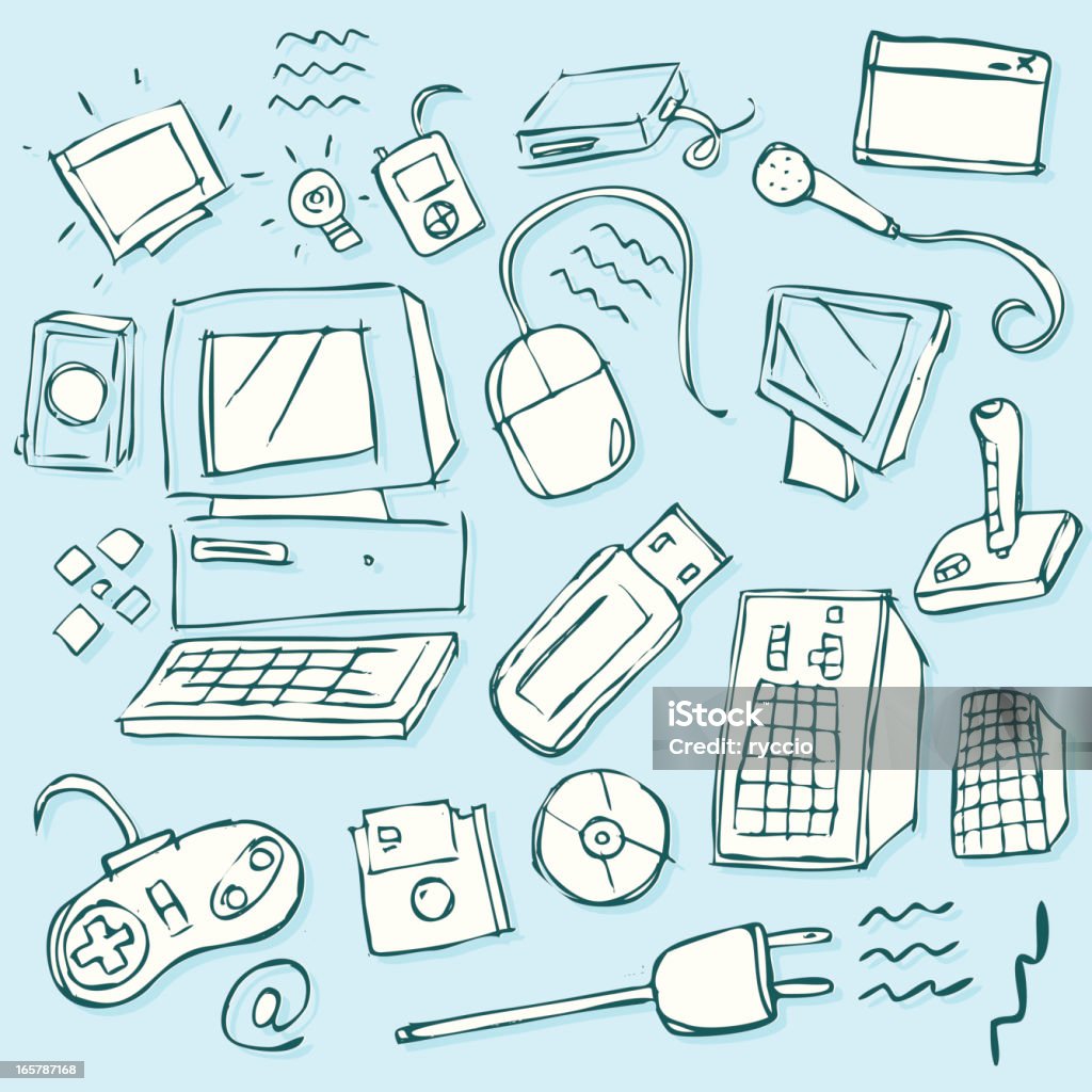 Tech scribbles - clipart vectoriel de Prise murale libre de droits