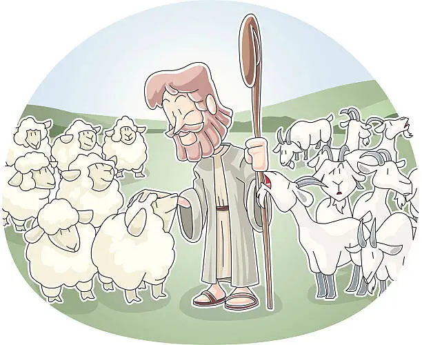 Vector illustration of The Sheep and Goats