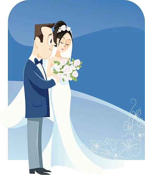 Vector illustration of Bride and groom