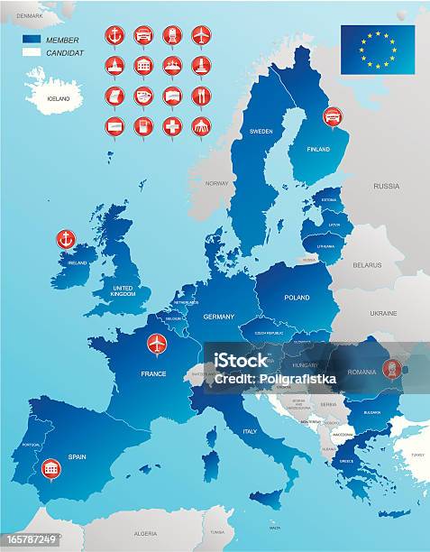 Mappa Dellunione Europea - Immagini vettoriali stock e altre immagini di Carta geografica - Carta geografica, Malta, Europa - Continente