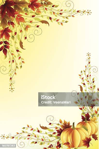 A Autumn Themed Background With Pumpkin Borders Stock Illustration - Download Image Now - Autumn, Backgrounds, Celebration