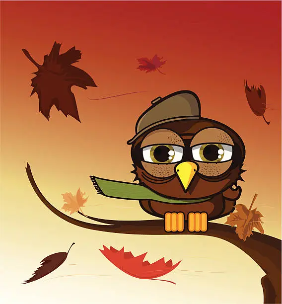 Vector illustration of Autumn owl