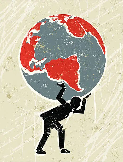 Vector illustration of The Earth being carried by a business man.