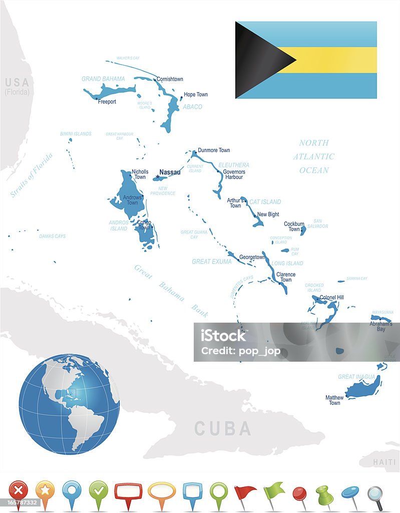Bahamas-altamente mapa detalhado - Vetor de Bahamas royalty-free