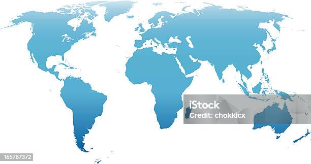 Blaue World Karte Stock Vektor Art und mehr Bilder von Anhöhe - Anhöhe, ClipArt, Designelement