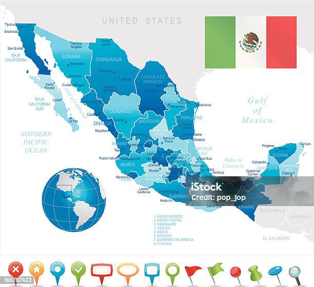 Méxicoaltamente Detalhado De Mapas - Arte vetorial de stock e mais imagens de Acapulco - Acapulco, América Central, América do Norte