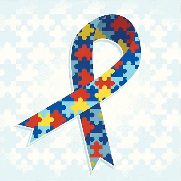 Vector illustration of Autism Ribbon