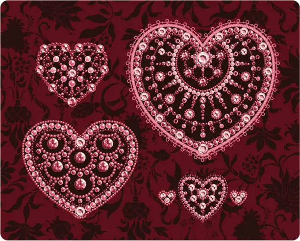 Vector illustration of Jewellery Hearts