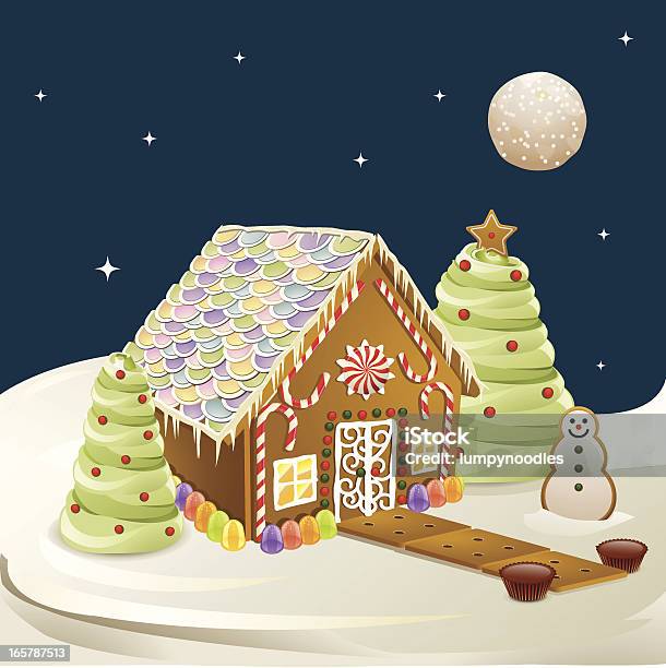 Gingerbread House Scene Stock Illustration - Download Image Now - Gingerbread House, Gingerbread Cake, Gingerbread Cookie