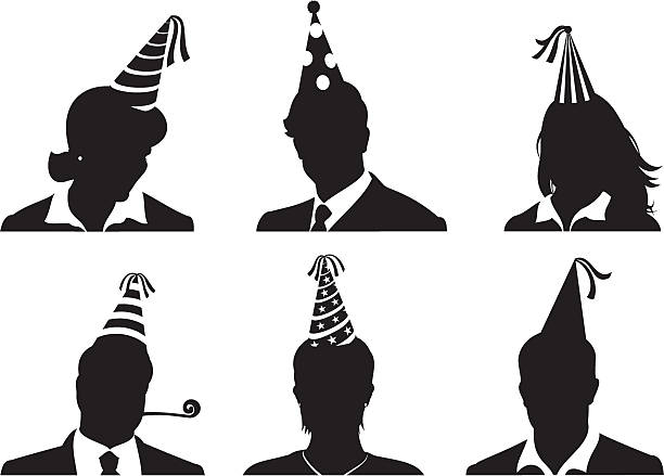 Office Party Heads White collar partying office parties stock illustrations