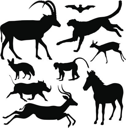 A collection of African animal silhouettes.