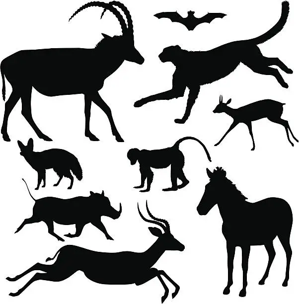 Vector illustration of African Animal Silhouettes