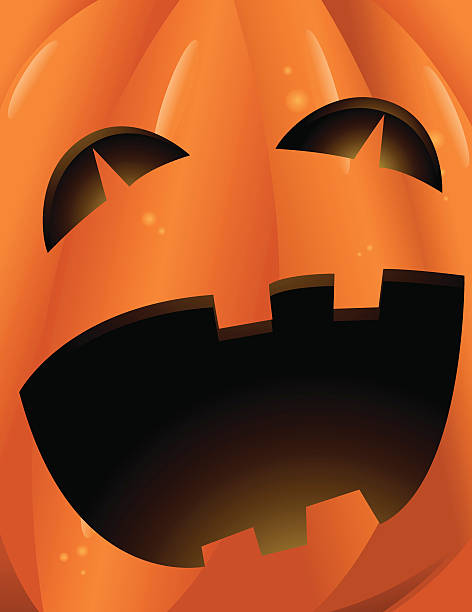 Happy Jack O' Lantern Happy Jack O' Lantern Face halloween pumpkin human face candlelight stock illustrations