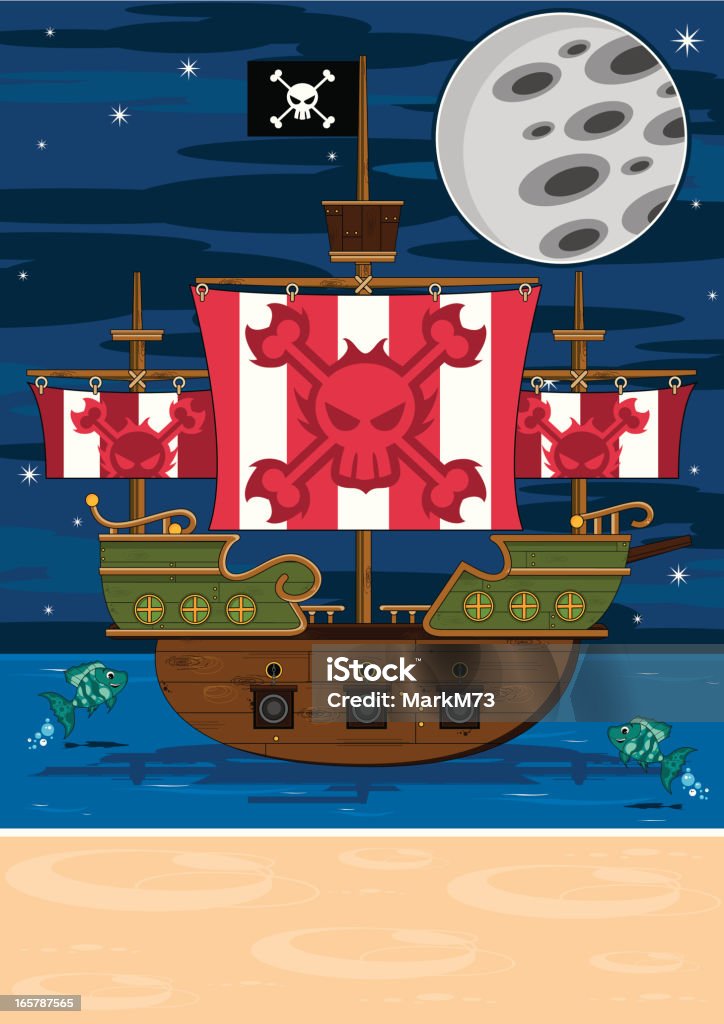 Bateau Pirate scène - clipart vectoriel de Brigantin libre de droits