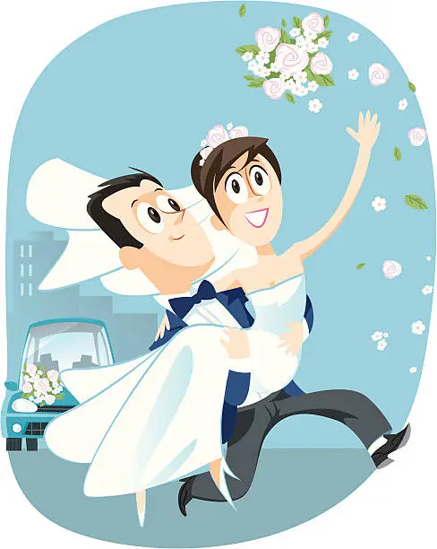 Vector illustration of Just married