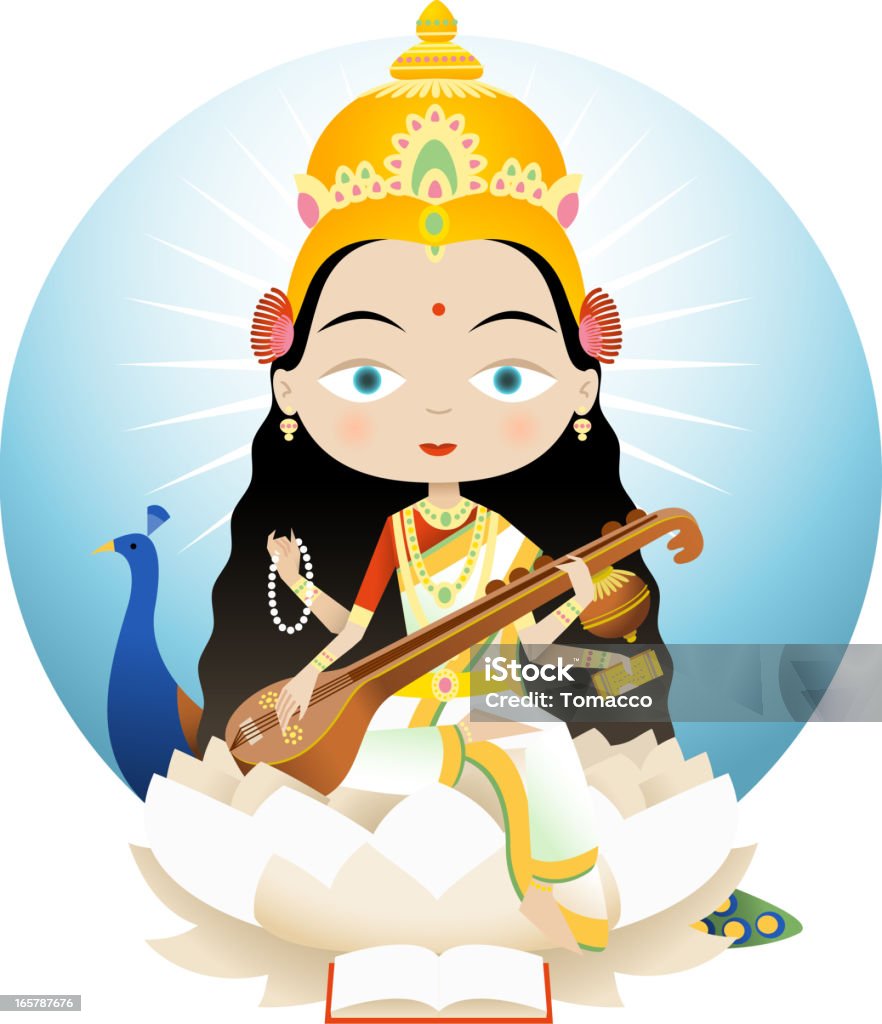 Saraswati Stock Illustration - Download Image Now - Goddess ...