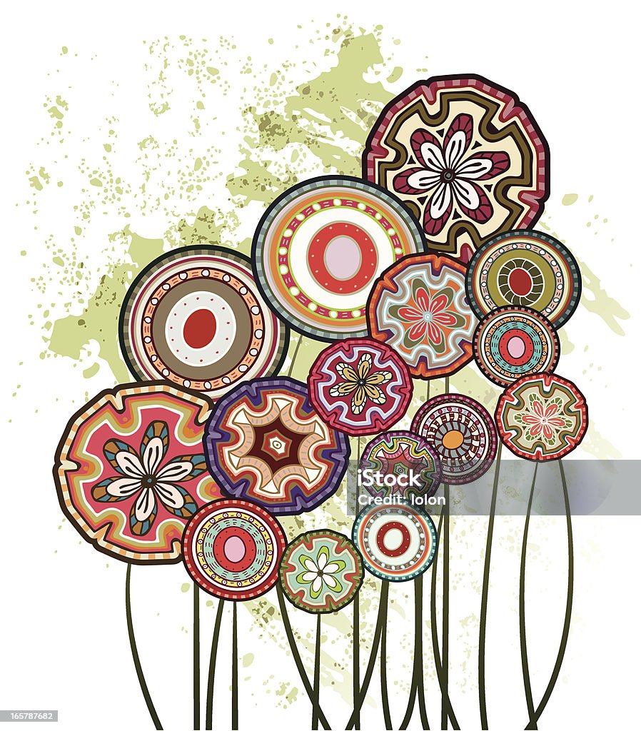 Bosque mexicana con flores circular - arte vectorial de Abstracto libre de derechos