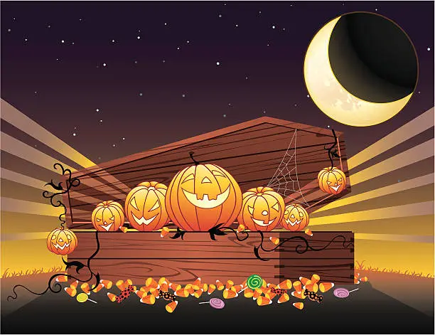 Vector illustration of Halloween Coffin of Goodies