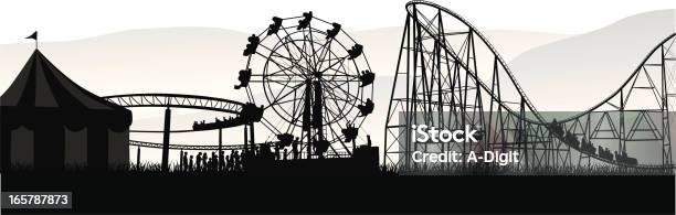 Peoplen Rides Vector Silhouette Stock Illustration - Download Image Now - Amusement Park, Rollercoaster, Traveling Carnival