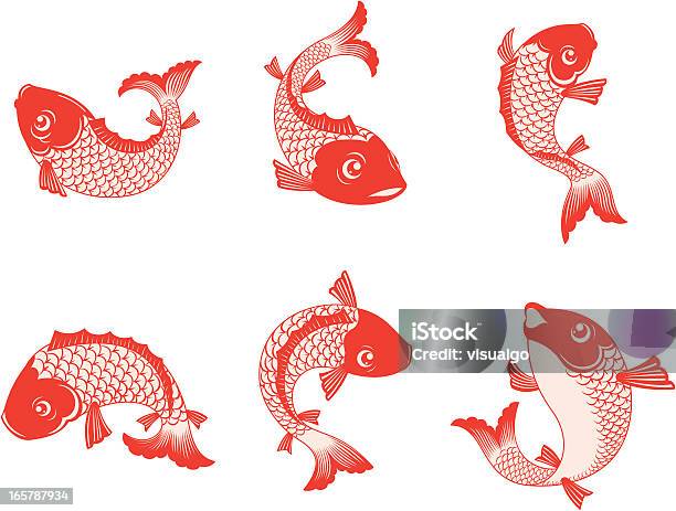 Прыжки Carps — стоковая векторная графика и другие изображения на тему Рыба - Рыба, Культура Китая, Векторная графика