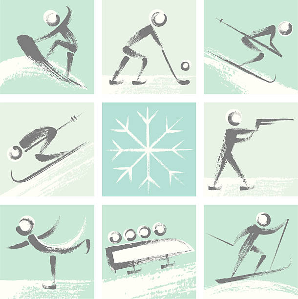 winter sports colllection - bobfahren stock-grafiken, -clipart, -cartoons und -symbole