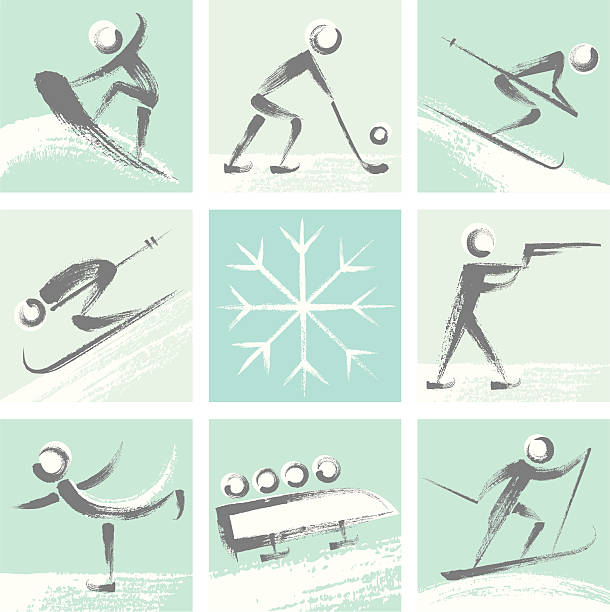 winter sports colllection - bobsledding stock illustrations