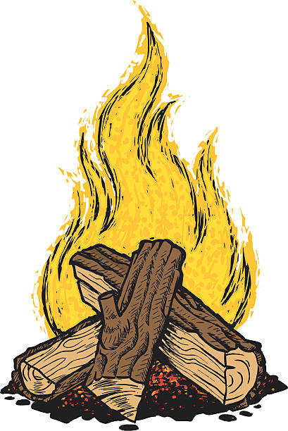 illustrazioni stock, clip art, cartoni animati e icone di tendenza di fuoco di accampamento - campfire coal burning flame