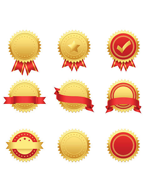 Gold Seals Collection of gold/red seals. Global colors award certificate stock illustrations