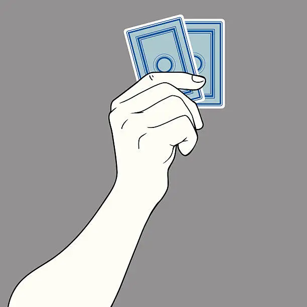 Vector illustration of Hand Holding Two Cards