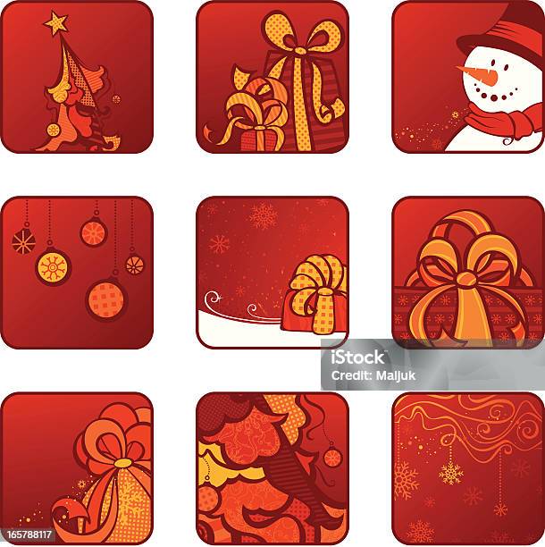 Conjunto De Ícones De Natal - Arte vetorial de stock e mais imagens de Abeto - Abeto, Amarelo, Banda desenhada - Produto Artístico