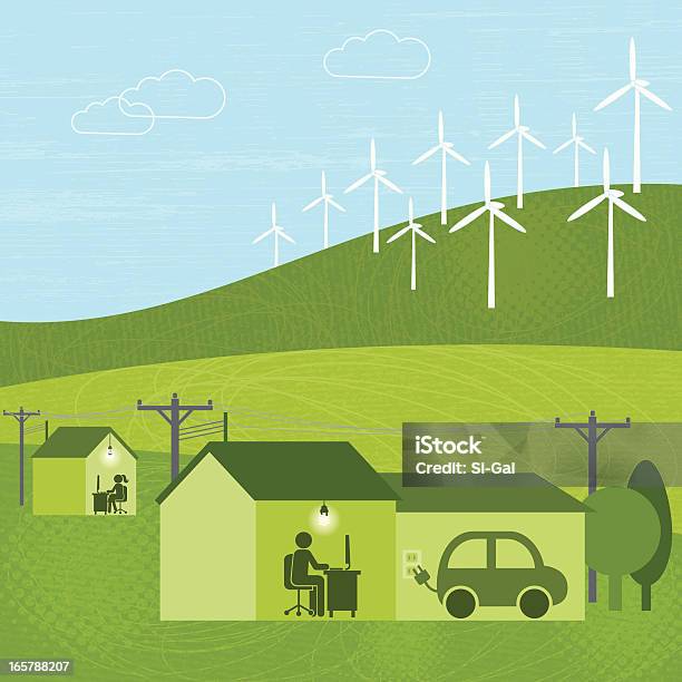 Energia Eólica Verde World Series - Arte vetorial de stock e mais imagens de Casa - Casa, Energia Eólica, Pessoas