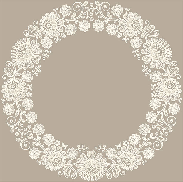 illustrazioni stock, clip art, cartoni animati e icone di tendenza di pizzo. telaio cerchio. - wedding rose lace backgrounds