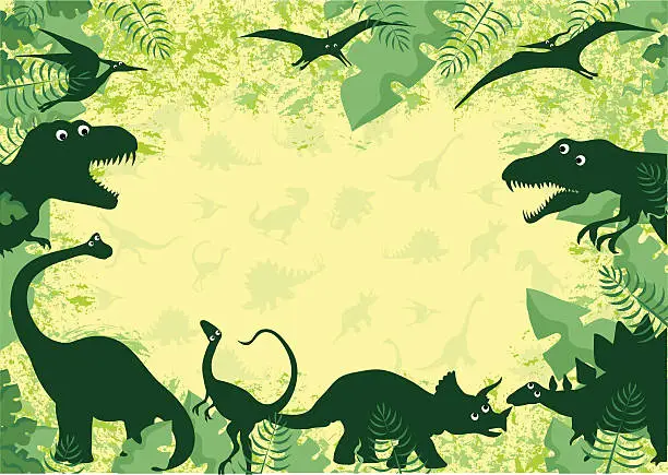 Vector illustration of Dinosaur border background