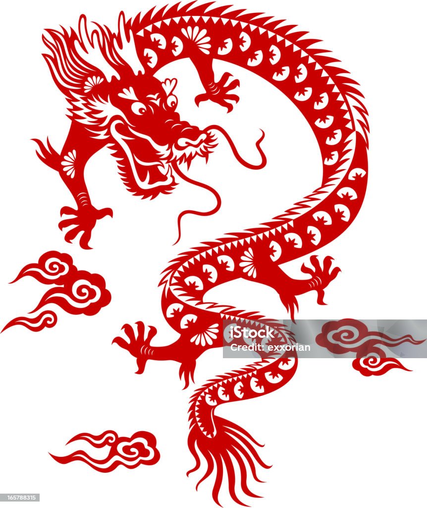 Chinese Dragon Paper-cut Art Chinese dragon paper-cut art Chinese Dragon stock vector