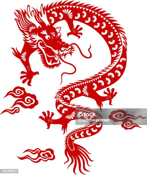 Chinese Dragon Papercut Art Stock Illustration - Download Image Now - Chinese Dragon, Dragon, Year Of The Dragon